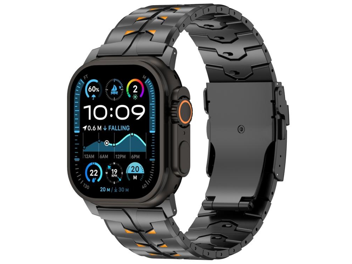 Bracelete para Apple Watch 46/49/45/44mm Liga de Titânio 26mm Largura, Fecho Segurança Destacável Preto XIAOMOYU