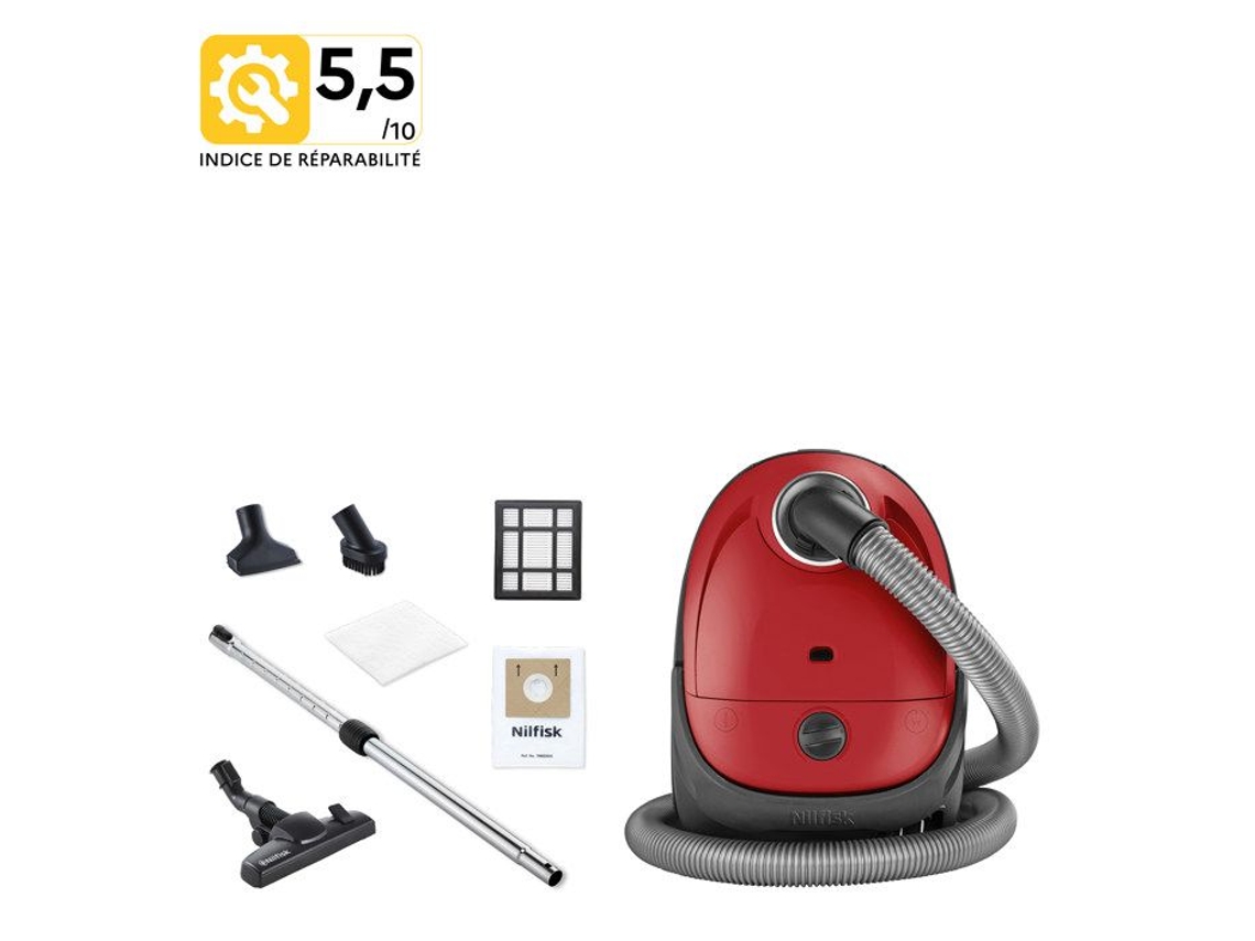 Aspirador de pó canister Nilfisk One Rb10P05A-Hb15 - Saco - 280W - Vermelho - Classe A - Filtro Epa 10 - 2L NILFISK