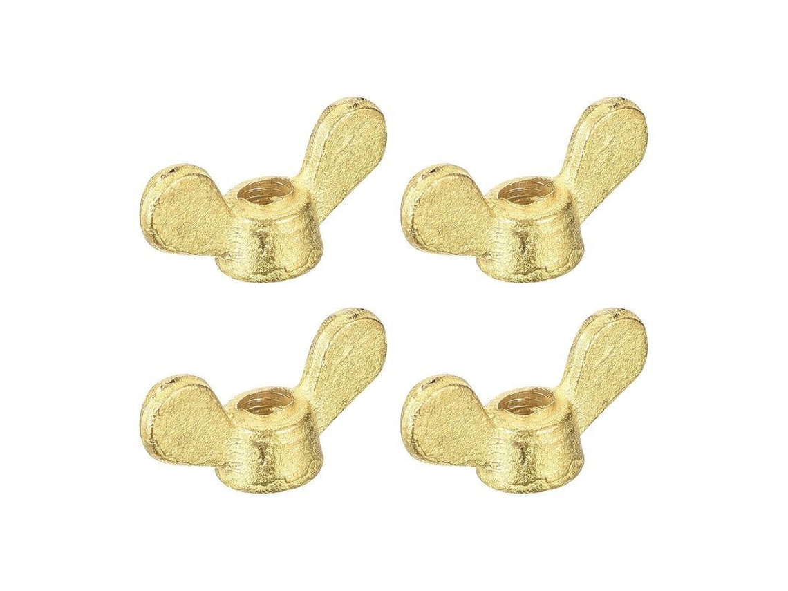 Porcas borboleta M5 de latão, preenchidas manualmente, 4 peças para fixação rápida.