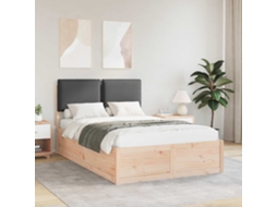 Vidaxl Estrutura de Cama com Cabeceira Estofada Cinza Escuro