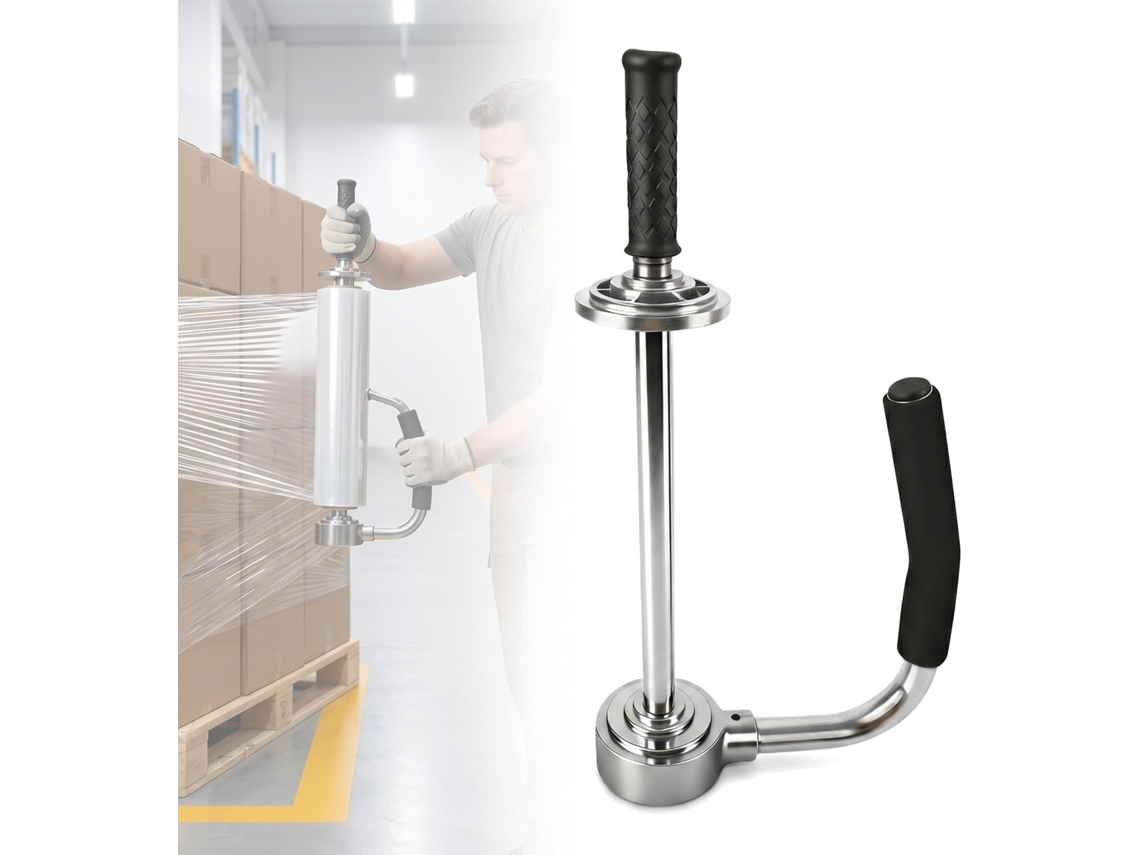 Dispensador Industrial De Filme Stretch – Ajustável Para Paletização 30a 50cm, Resistente Com Cortador E Alça Ergonômica