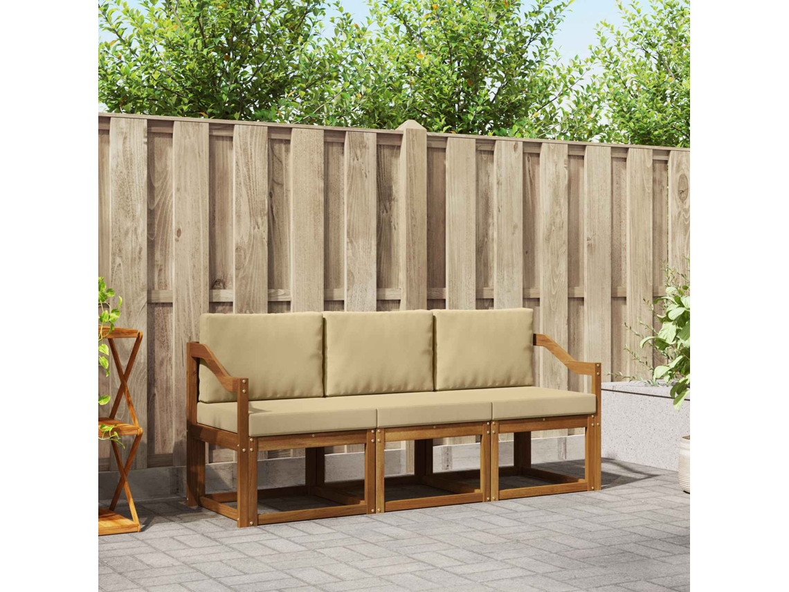 Vidaxl Conjunto De Sofás Para Exterior 3 Pcs Natural E Bege