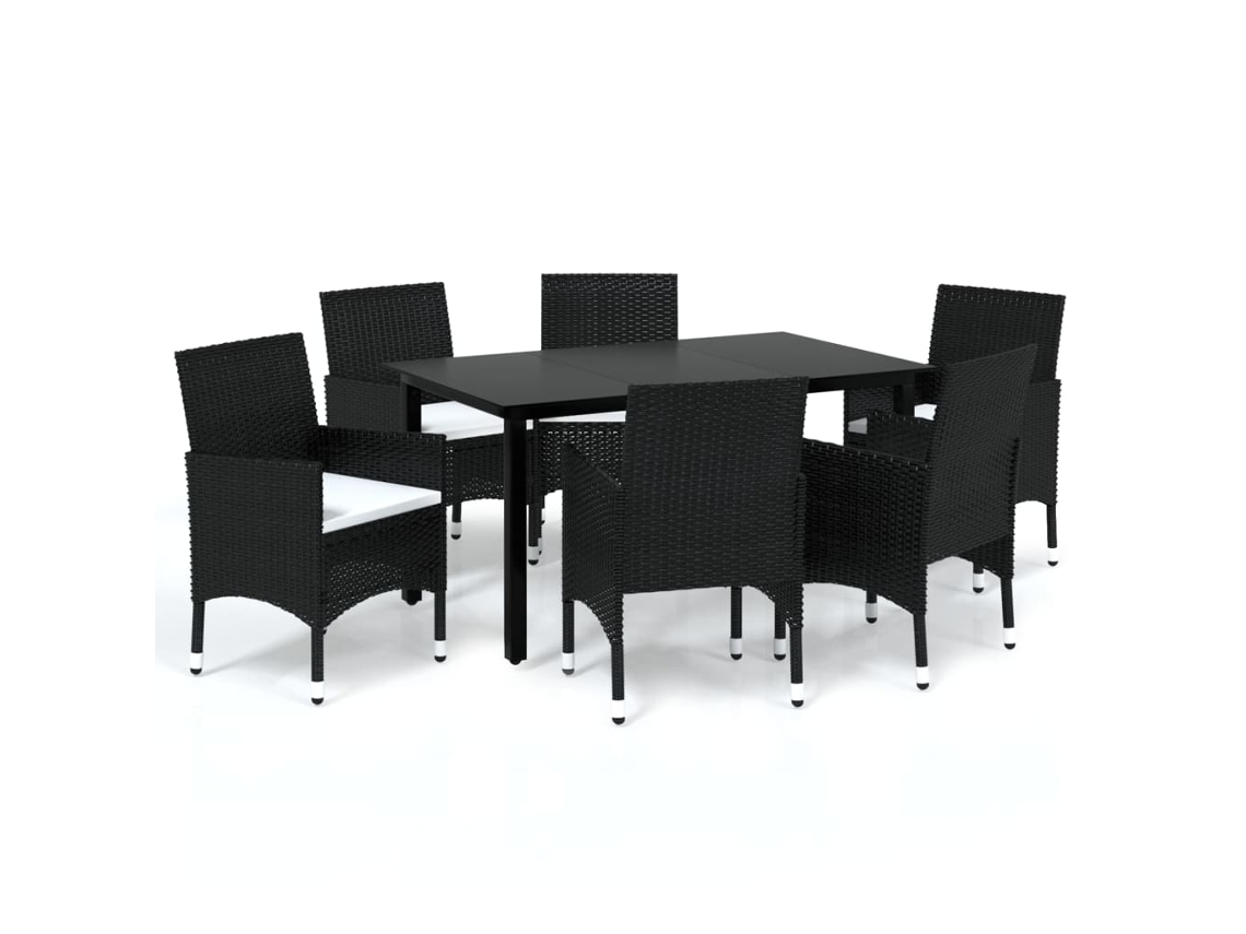 Dining Set, Dining Sets Vidaxl Preto Rattan / Vime (mesa Com 150 Cm De Comprimento)