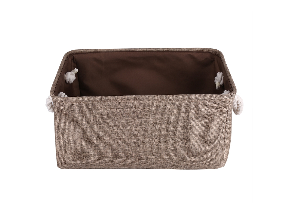 Cesta de armazenamento de têxtil dobrável com alças para brinquedos, roupas, marrom, 41x32x20cm S/MARCA
