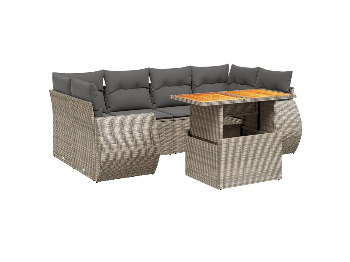 Conjunto de 7 Sofás para Jardim com Almofadões Vime Pe Cinzento MAISON EXCLUSIVE (7 pcs)