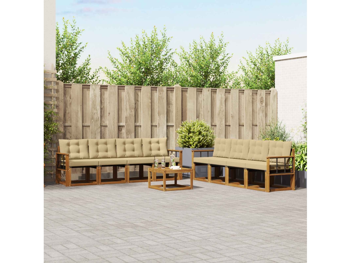 Vidaxl Conjunto De Sofás Para Exterior 9 Unid. Natural E Bege