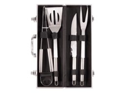 Conjunto De Churrasco Em Aço Inoxidável (5 Em 1) Com Bolsa De Armazenamento Portátil E Bolsa De Tecido, Queimador De Forno