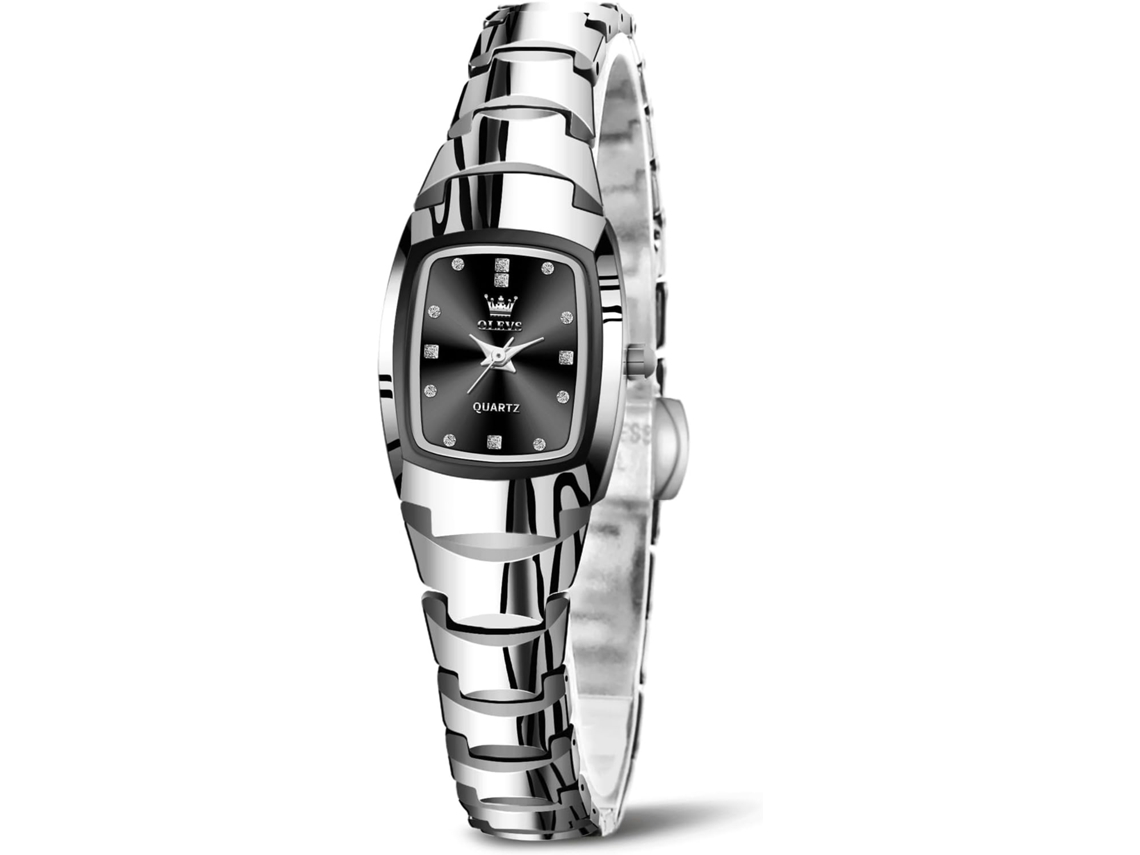 Lurelia Relógio Feminino, Movimento De Quartzo, Duplo Fuso/mostrador, Detalhes Com Strass, 7,71 Polegadas, 0,31 Polegadas, 0,39 Polegadas, Prata
