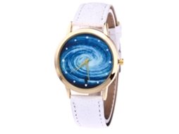 Relógio de pulso analógico de quartzo Zhoulianfa para homem e mulher com pulseira de PU (branco)