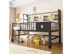 Cama Infantil 90x200cm Preta Com Apoio Metal E Gavetas
