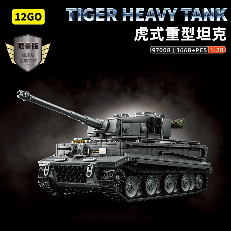 (1668 Peças) Modelo Para Montar Do Tanque Pesado Tiger Do Exército, Versão Pintada.