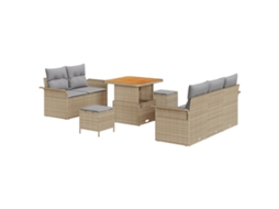 Conjunto 8 Sofá De Jardim Vidaxl Bege Vime Pe (80 X 80 X 71 Cm)