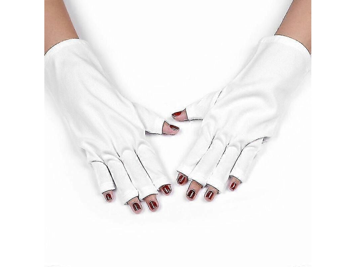 Pair Uv Protection Fingerless Gloves For Hands With Led Gel Nail Polish Curing Lamp Man Icure Tool Short, Mode GOKOCO