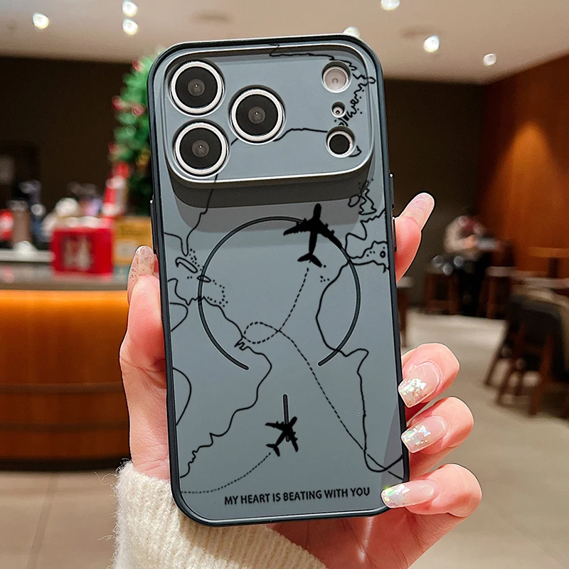 (preto) Capa Magnética Para Iphone 13 Pro Max Com Estampa De Avião, Em Policarbonato Rígido.