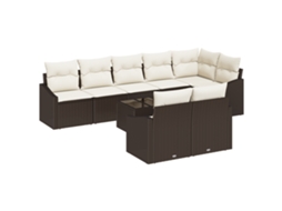 Conjunto 9 Sofá De Jardim Vidaxl Castanho Vime Pe (55 X 55 X 37 Cm)