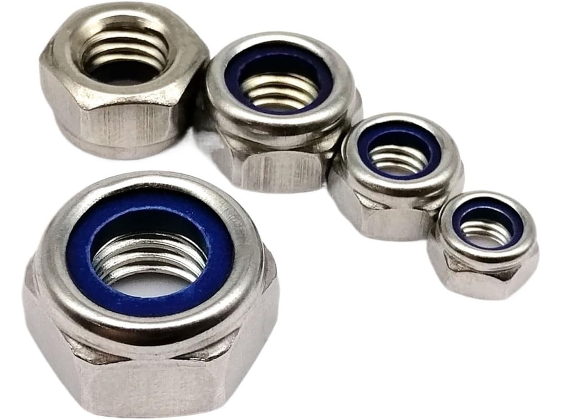 2 5 10 50x M4 Para M16 Rosca Inversa Esquerda Porca Autotravante Nylock Aço Inoxidável 304-porca Sextavada Com Inserto