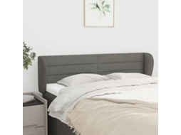 Vidaxl Cabeceira De Cama C/ Abas Tecido 147x23x78/88cm Cinzento-escuro