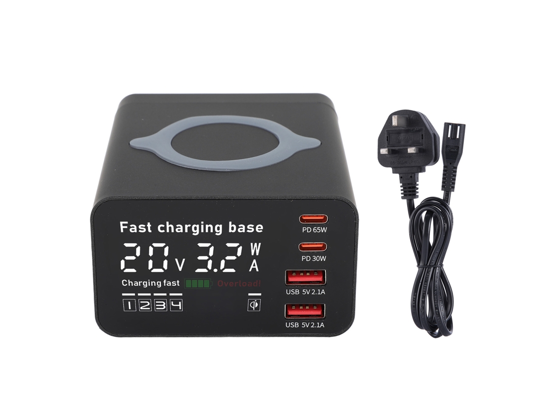 Estación de Carga de 110W con 4 Puertos Pd y Carga Inalámbrica Magnética Qc3.0 de 65W | S/MARCA