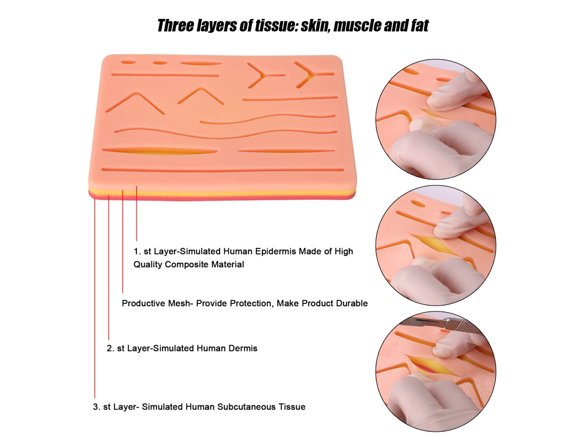 Kit De Treino Para Suturas Cirúrgicas Laxiscreed Com Silicone Confortável Para Estudantes De Dermatologia