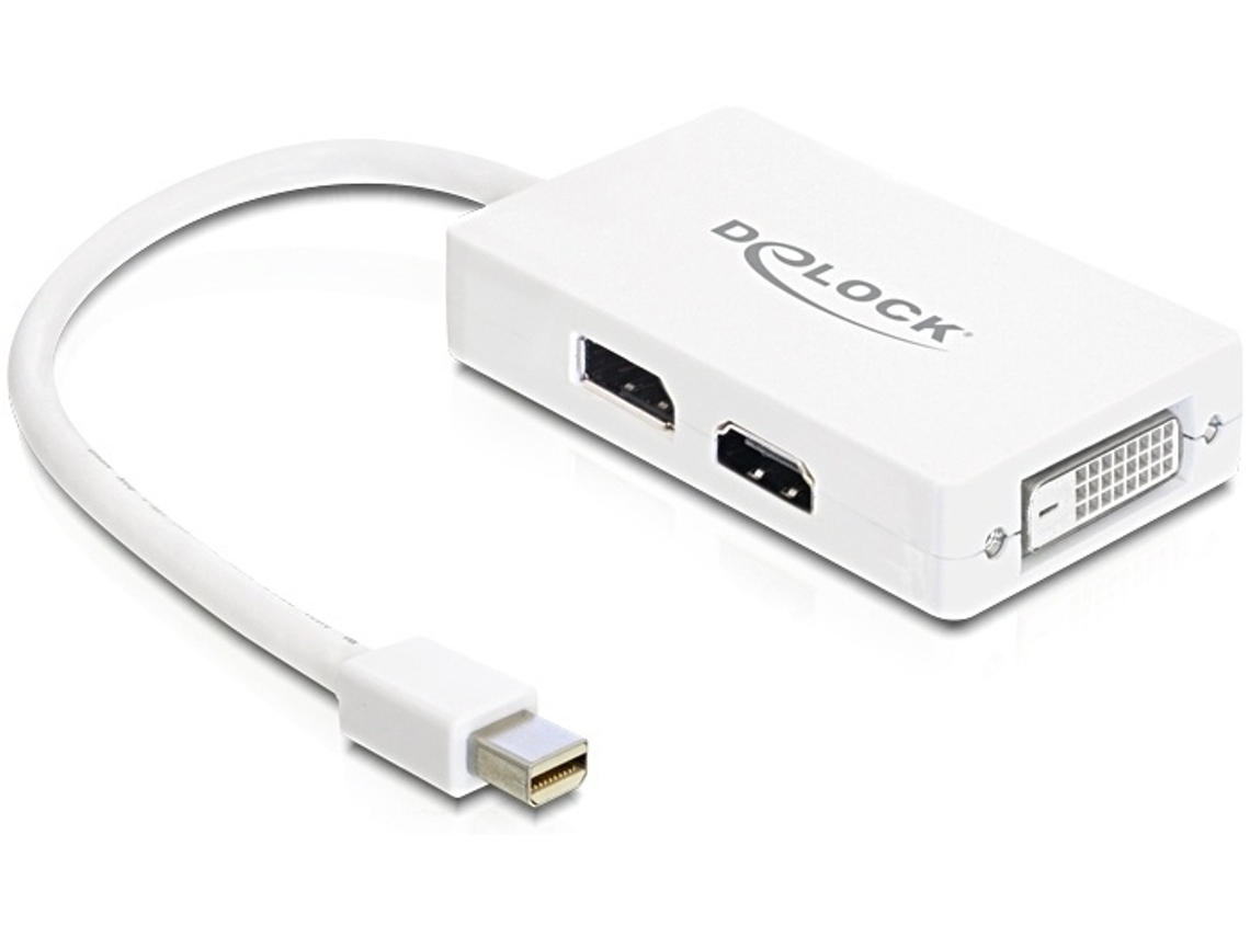 Delock Mini Displayport Para Dvi/hdmi/displayport, 0,1, Vit Slowmoose (61768)