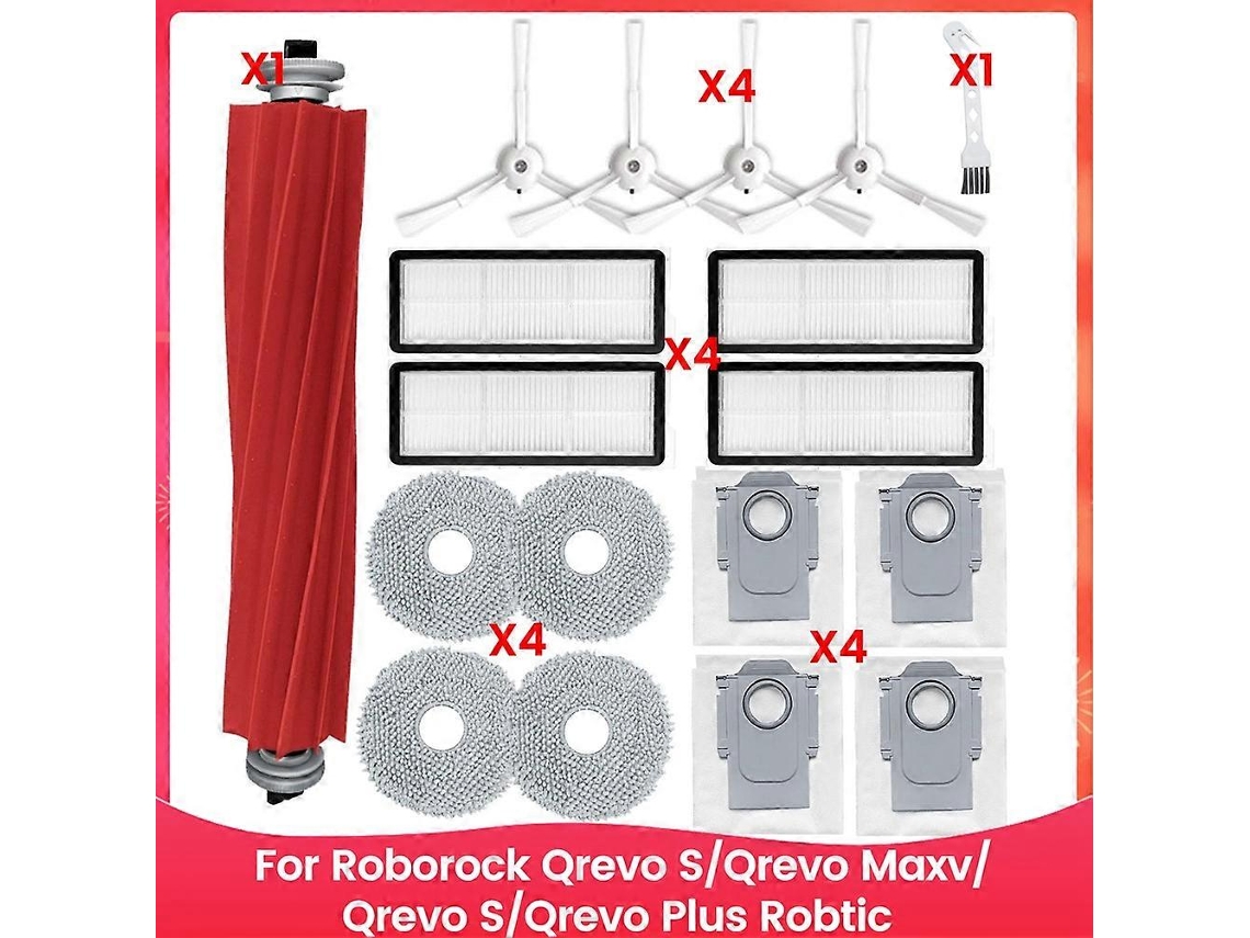 Kit De Acessórios Para Aspirador Robótico Roborock Qrevo S/qrevo Maxv/qrevo S/qrevo Plus: Escova, Filtro E Esfregão.