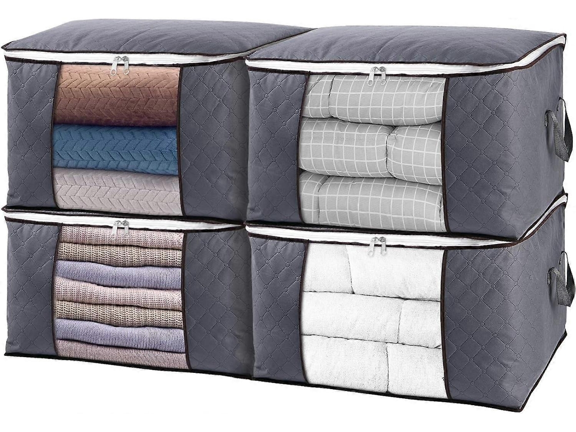 Conjunto De 4 Sacos Grandes Para Guardar Roupas, Para Armazenar Edredons, Cobertores E Roupas De Cama. Dobráveis