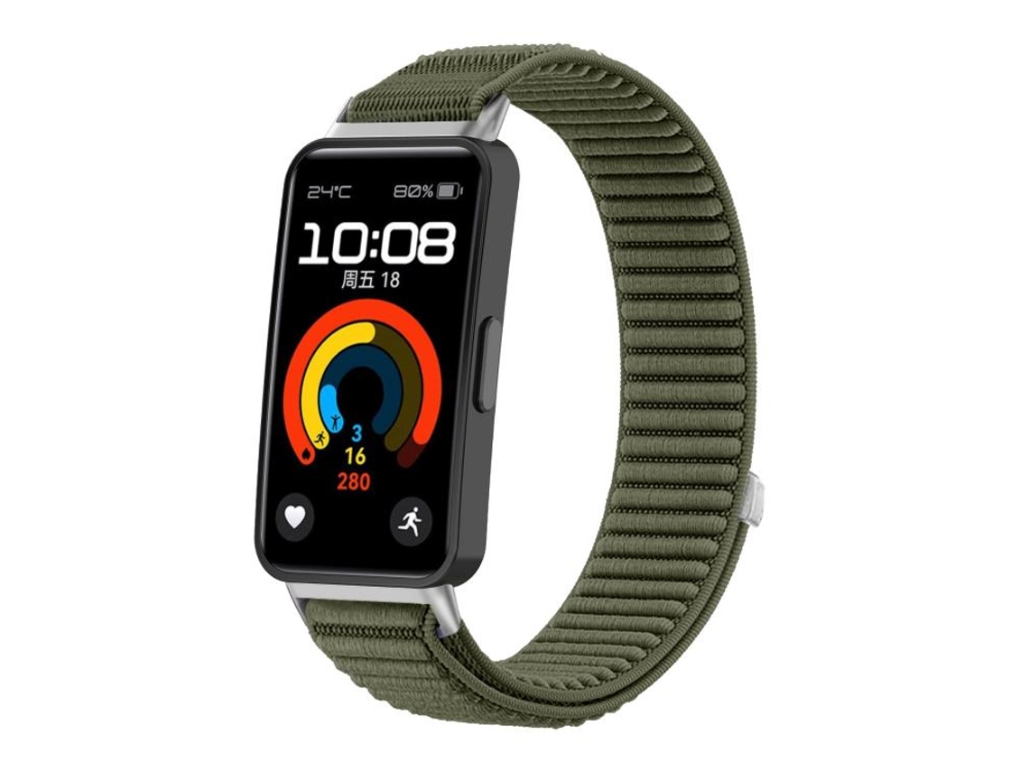 Bracelete para Honor Band 10 / 9 nylon trançado com fecho de velcro interface metálica verde abeto XIAOMOYU