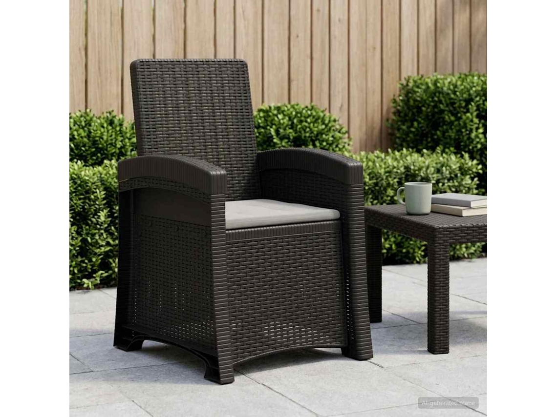 Vidaxl Cadeira De Jardim Reclinável Com Aparência De Rattan Pp