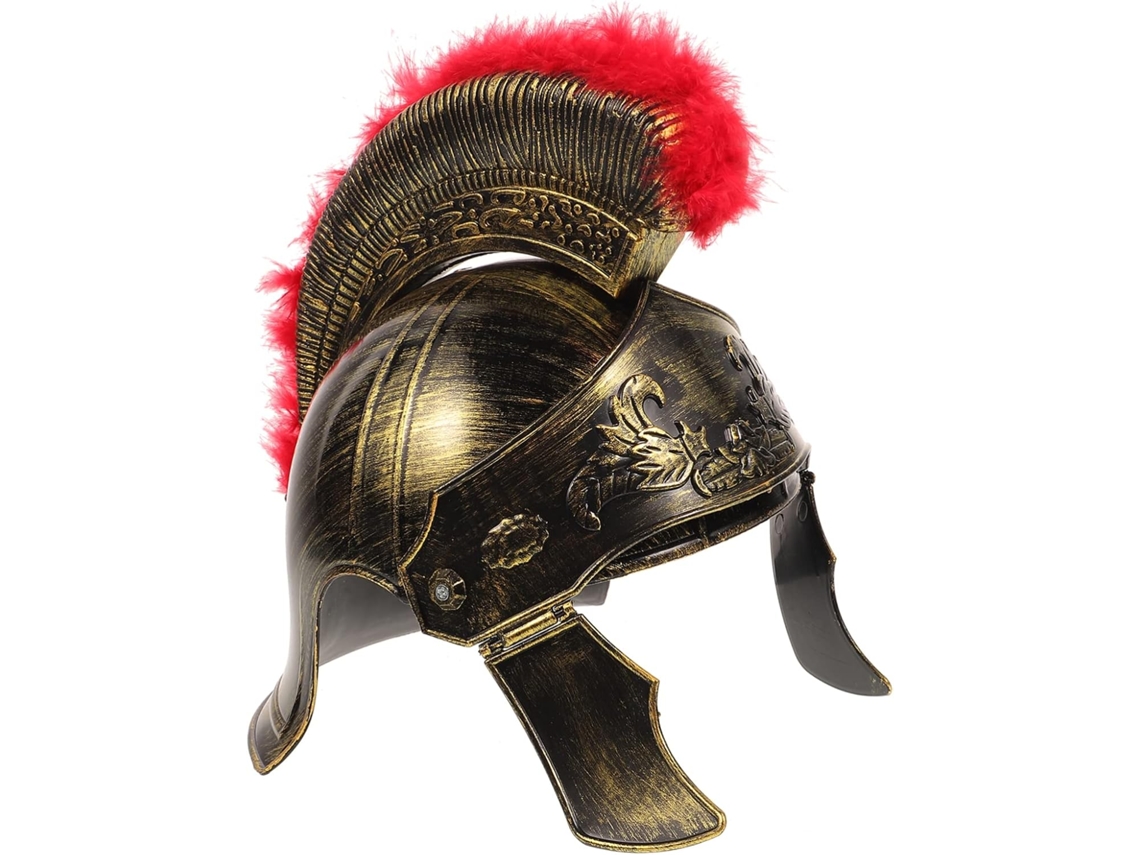 Capacete Romano Masculino Em Plástico Dourado Leve, Confortável De Usar, Estilo Medieval.