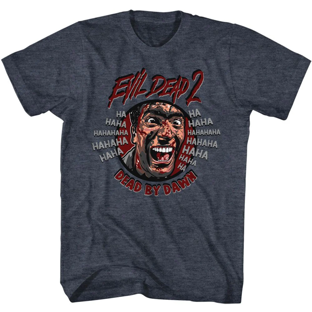 Unisex Adult T-shirt Rockinstone Evil Dead Ha Hahaha Heather Navy Sizem