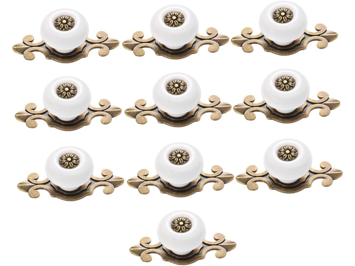 Conjunto De 10 Puxadores Gaveta Em Liga Zinco, Estilo Retrô, Para Armários E Guarda Roupas, Com Acabamento Escovado