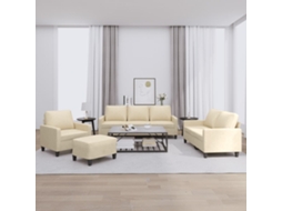 Vidaxl 4 Pcs Conjunto De Sofás Com Almofadões Tecido Cor Creme