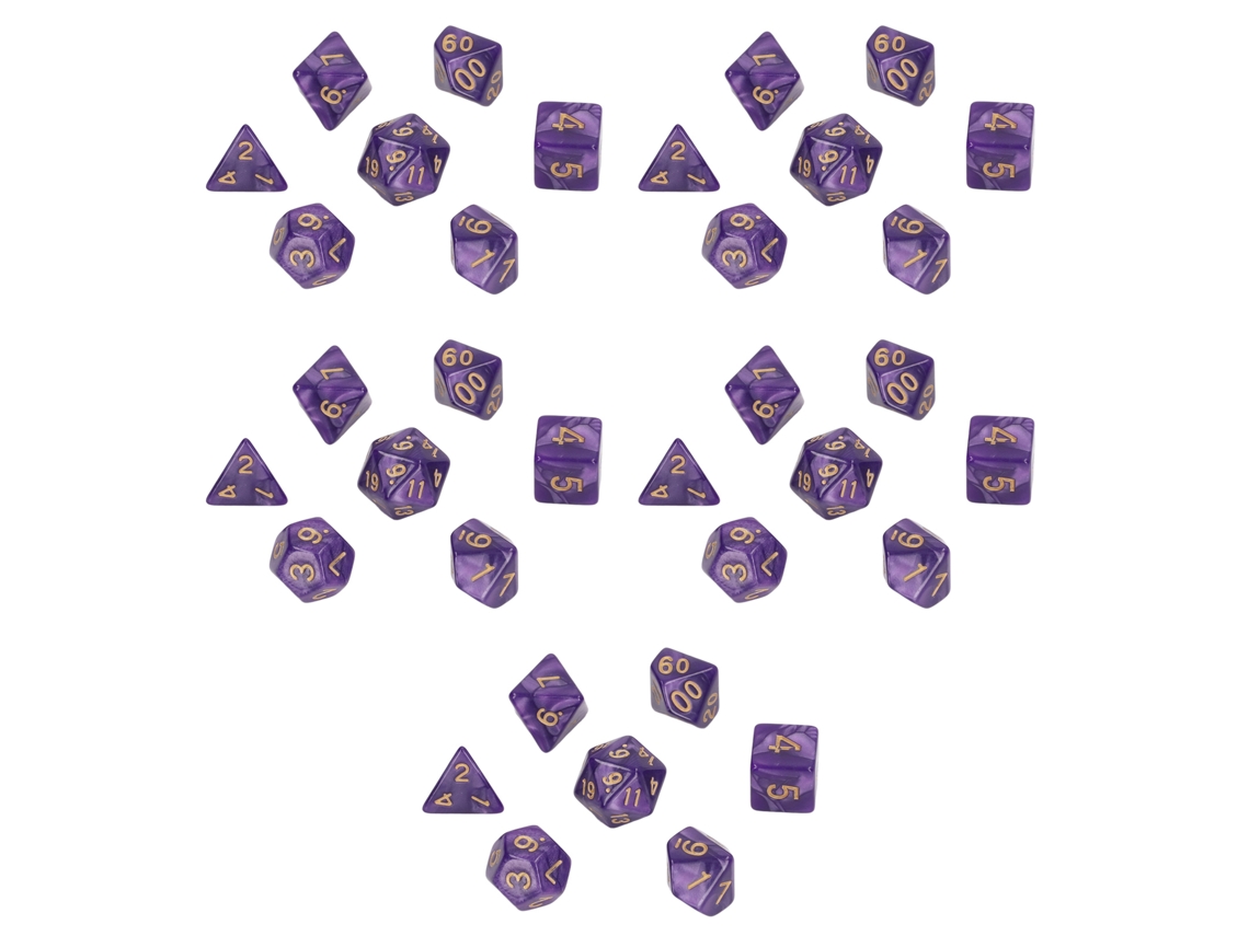 Conjunto de Dados Poliédricos Business, pérola, números dourados, roxo | S/MARCA