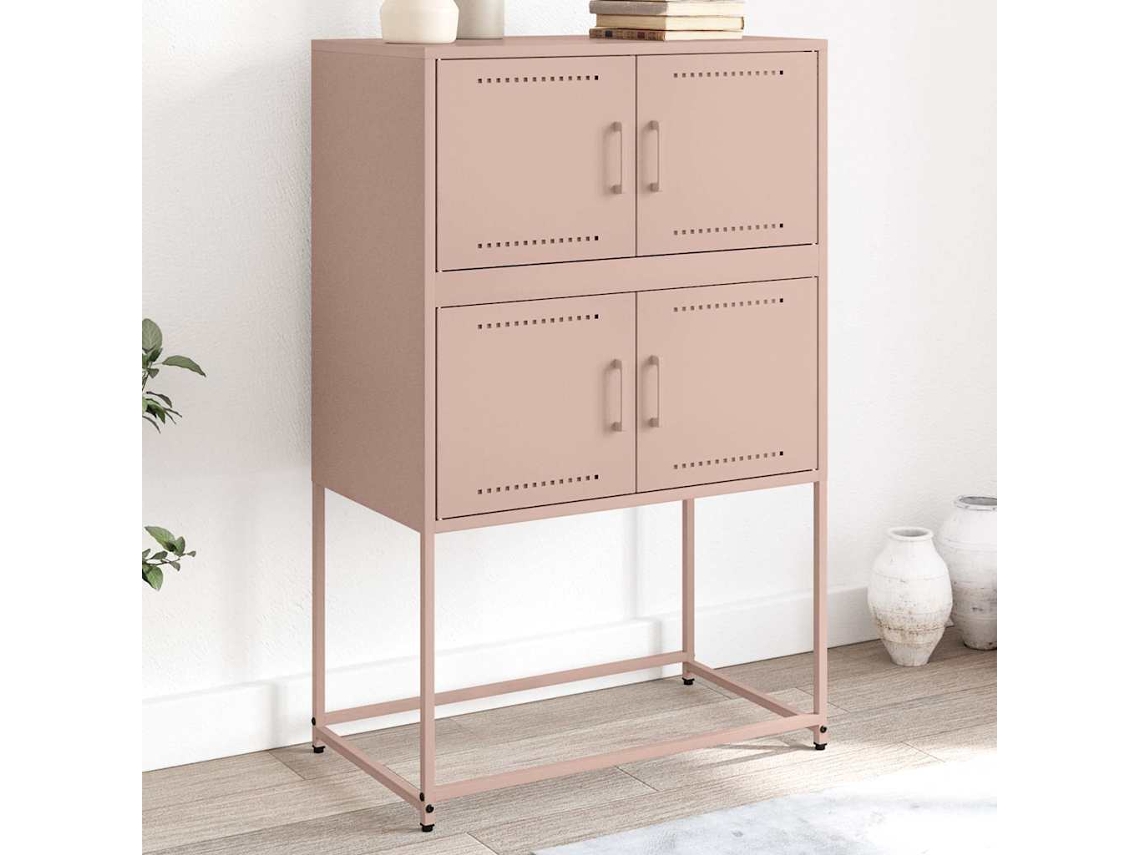 Vidaxl Aparador 68,5x38,5x107 Cm Aço Rosa