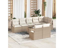 Vidaxl Conjunto De Sofá De Jardim 9 Unid. Bege E Creme Vime Pe