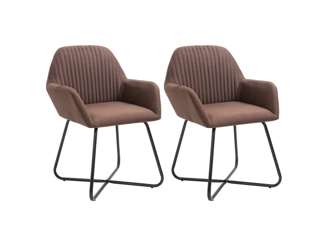 Vidaxl Cadeiras De Jantar 2 Pcs Tecido Castanho