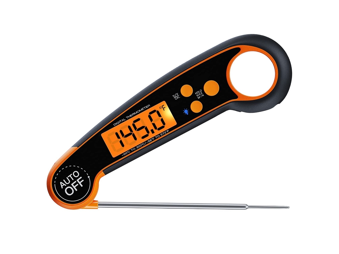 Termómetro Digital Alimentar Lurelia Para Fritura Com Sonda, Impermeável Ip67, Retroiluminado, Magnético, Laranja