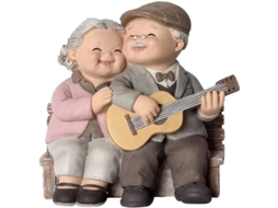Presente de aniversário para avós/pais - Estatueta de casal de idosos com violão - Decoração para casa