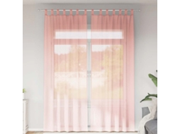 Vidaxl Cortinas De Voile Com Bolsos Para Varão 2 Pcs Rosa