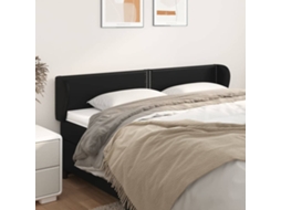 Vidaxl Cabeceira Cama Abas Couro Artificial 183x23x78/88 Cm Preto