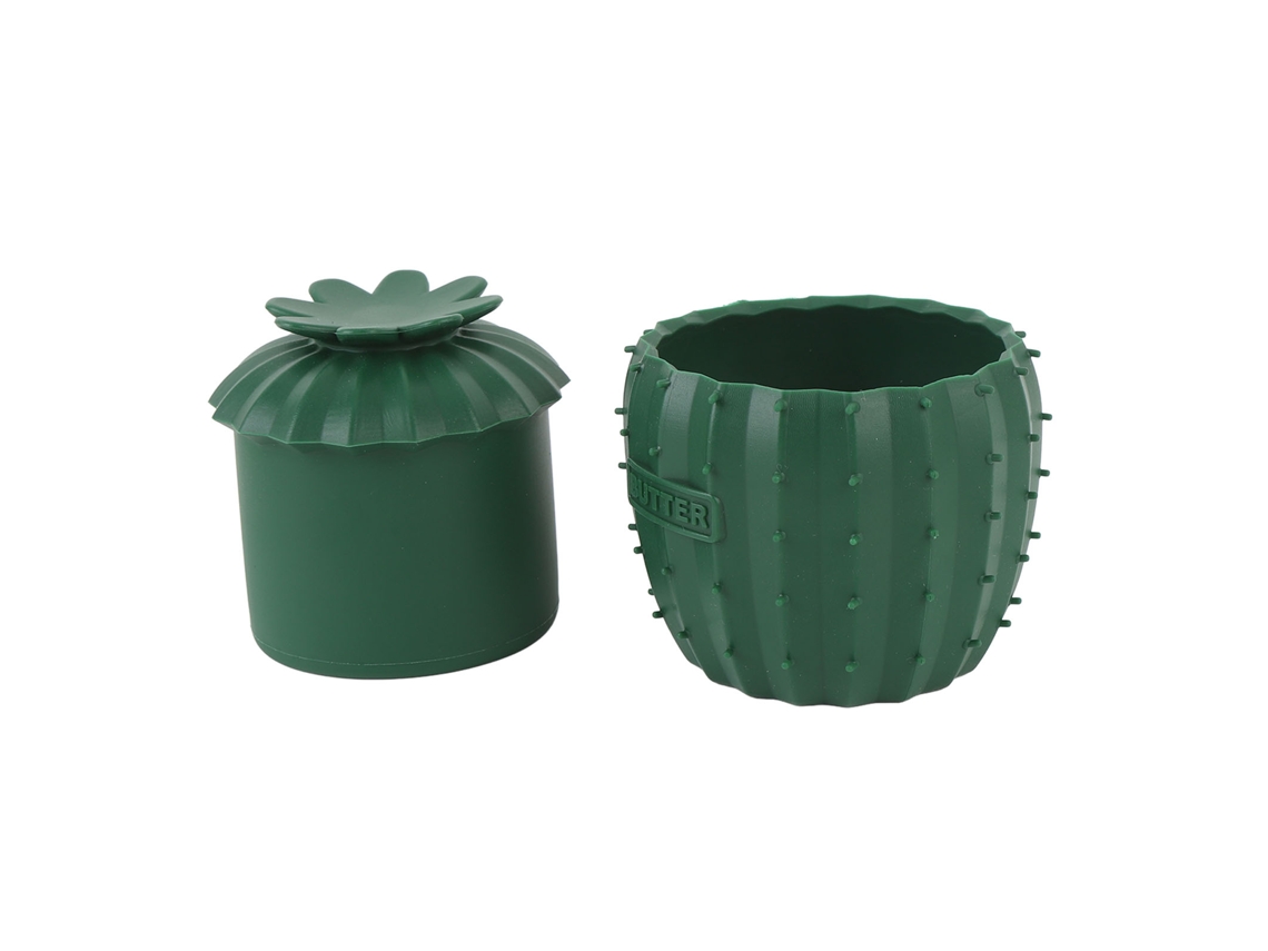 Crock de Manteiga com Tampa Linha de Água Silicone Resistente ao Calor Verde Escuro S/MARCA