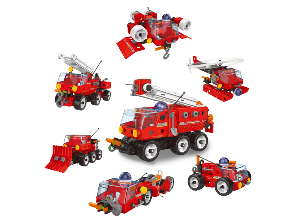 Brinquedos Stem 7 Em 1 Blocos De Construção 159 Peças Caminhão De Bombeiros Com Luz E Som Presentes De Aniversário Para Crianças 5+