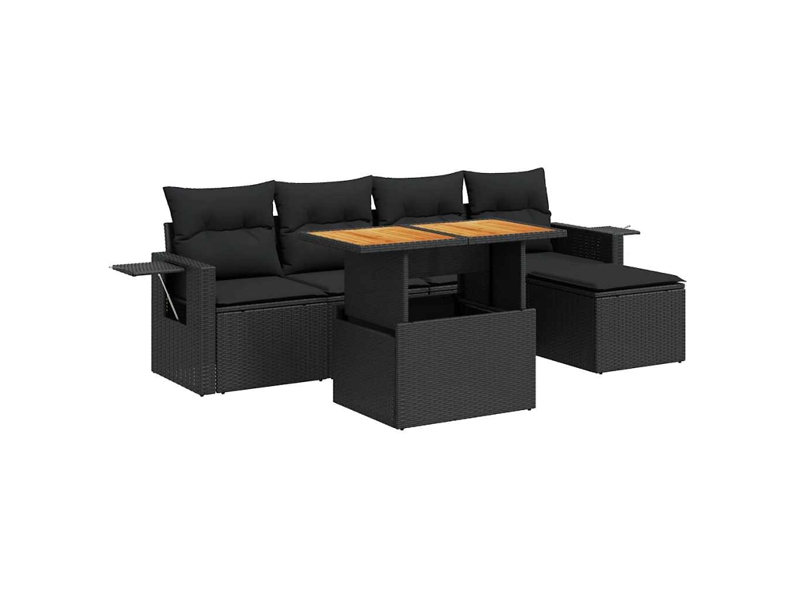 Garden Sofa Set, Garden Sofa Sets Vidaxl Preto Rattan / Vime (n/a)