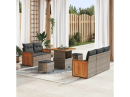 Vidaxl Conjunto De Sofá De Jardim 8 Unid. 8-número De Lugares Cinzeto