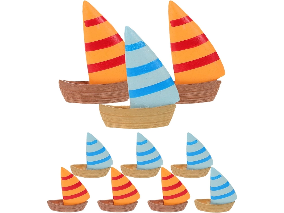 Inoomp 10 Pequenos Enfeites de Barco À Vela em Resina para Micro Paisagens, Decorações Caseiras para Bonsai e Jardins CHABERLU
