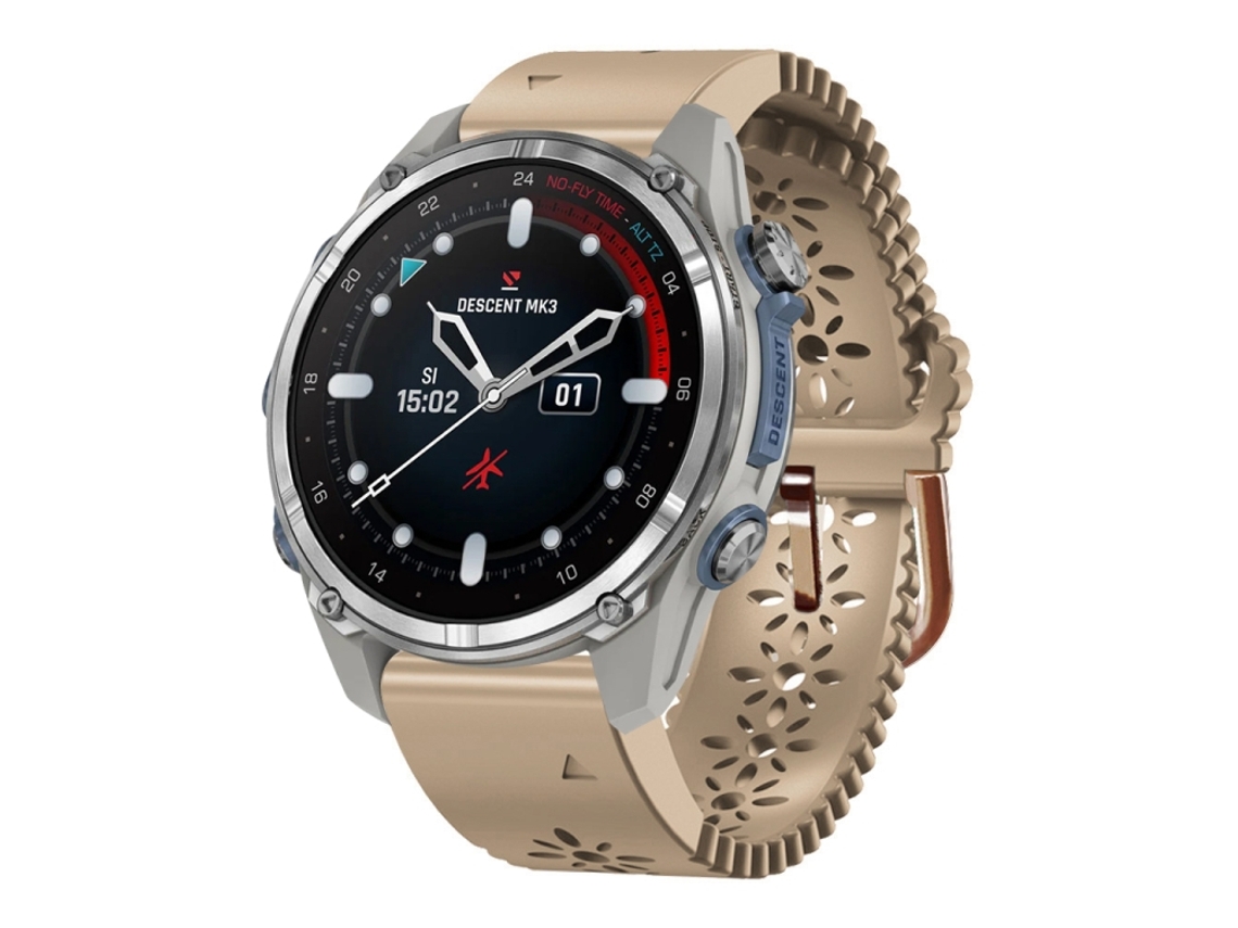 Bracelete para Garmin Descent Mk3 Silicone Renda Respirável (20mm) Khaki XIAOMOYU