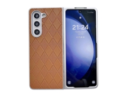 Capa De Celular Em Couro Quadriculado Com Pintura Perolada Em Formato De Diamante Para Samsung Galaxy Z Fold5 5g