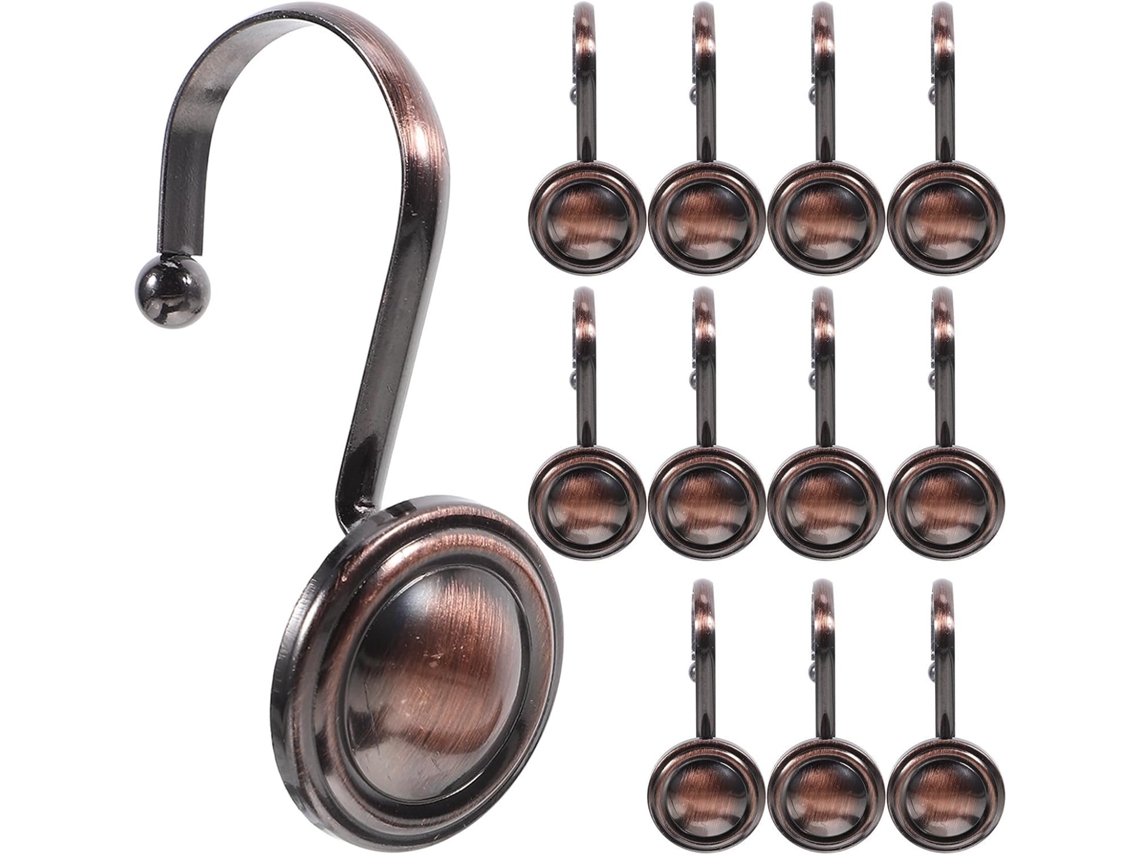 Conjunto De 12 Ganchos Ferro Para Cortina Chuveiro Com Design