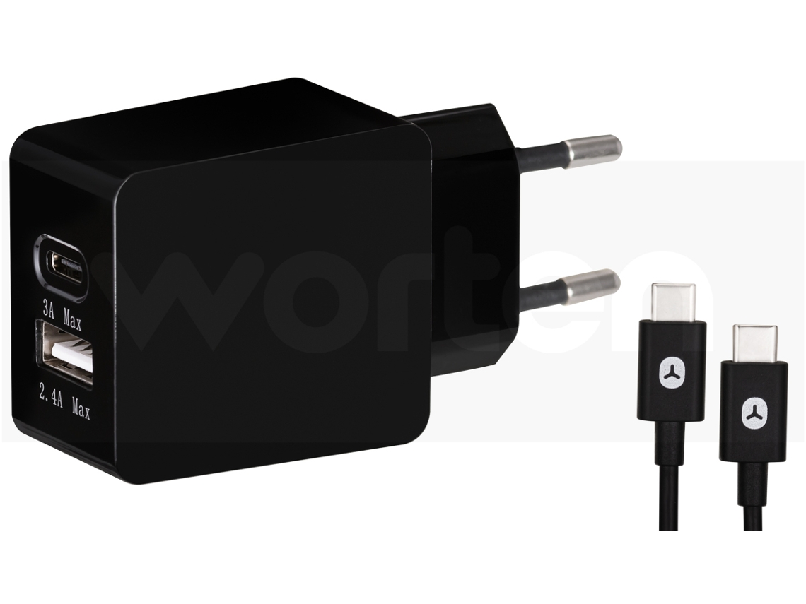 Kit Carregador Viagem + Cabo USB-C GOODIS 2 USB V-3.4A Type C