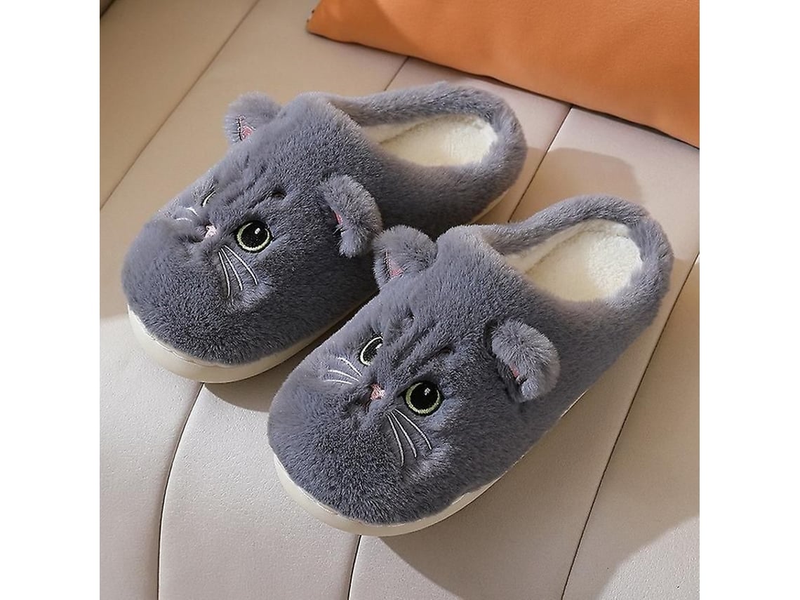 2026 pantuflas Fluffy de Gato para Mujer Y Hombre Invierno Plush Suaves Zapatos Interiores Heflashor
